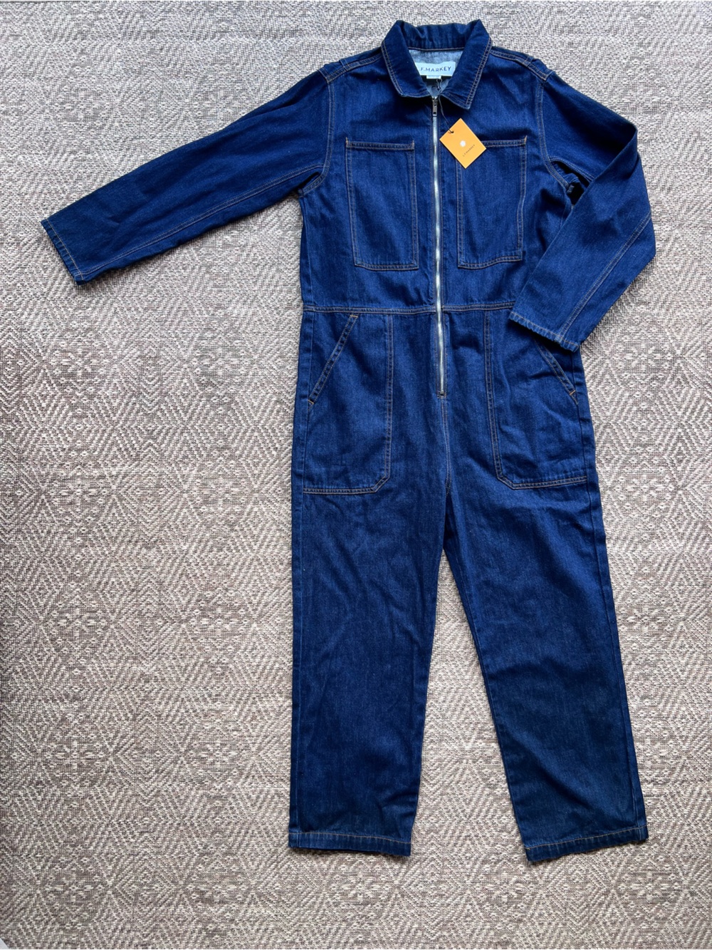 L.F.Markey Danny Boilersuit US 4 NWT Indigo Denim Cotton Utility Jumpsuit